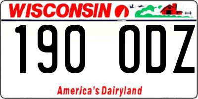 WI license plate 190ODZ