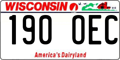 WI license plate 190OEC