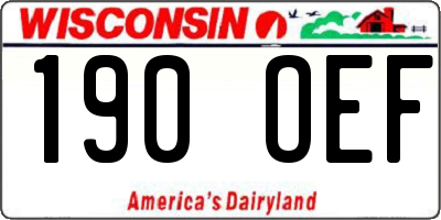 WI license plate 190OEF