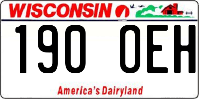 WI license plate 190OEH