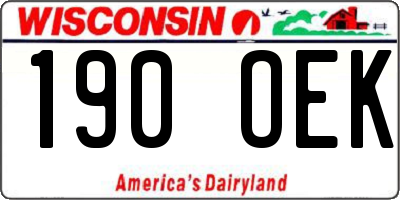 WI license plate 190OEK