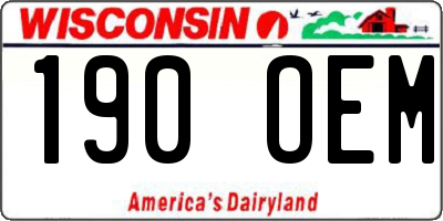 WI license plate 190OEM