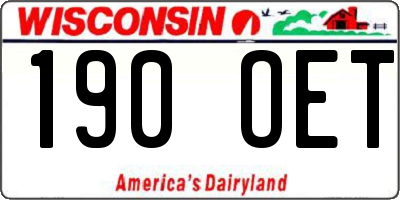 WI license plate 190OET