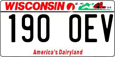 WI license plate 190OEV