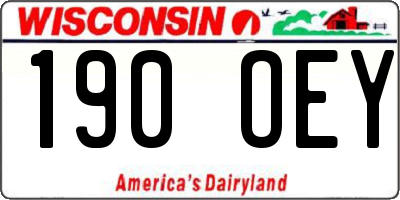 WI license plate 190OEY