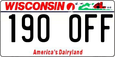 WI license plate 190OFF