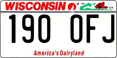 WI license plate 190OFJ