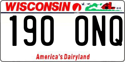 WI license plate 190ONQ