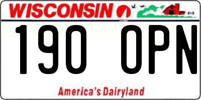 WI license plate 190OPN