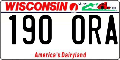 WI license plate 190ORA