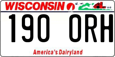 WI license plate 190ORH