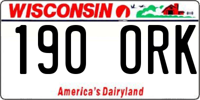 WI license plate 190ORK
