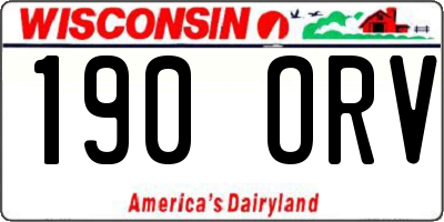 WI license plate 190ORV