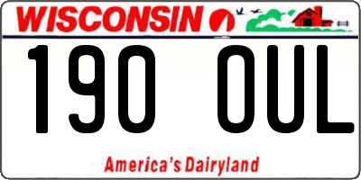 WI license plate 190OUL