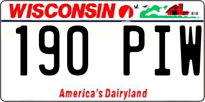 WI license plate 190PIW