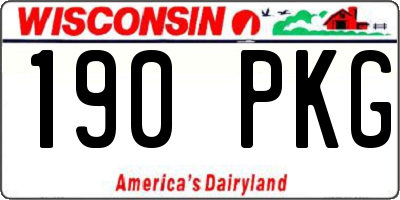 WI license plate 190PKG