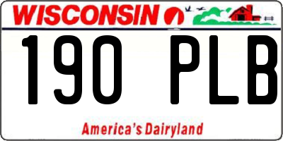 WI license plate 190PLB