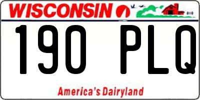 WI license plate 190PLQ