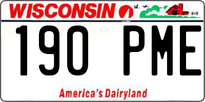 WI license plate 190PME