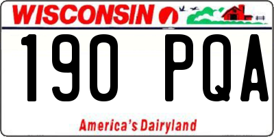 WI license plate 190PQA