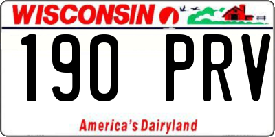 WI license plate 190PRV