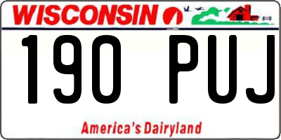 WI license plate 190PUJ