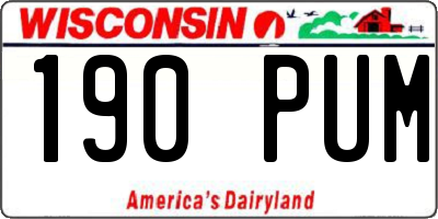 WI license plate 190PUM
