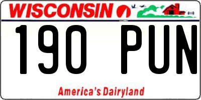 WI license plate 190PUN