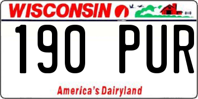 WI license plate 190PUR