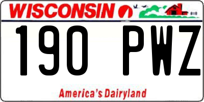 WI license plate 190PWZ