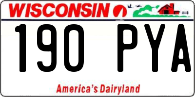 WI license plate 190PYA