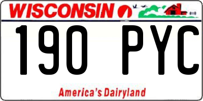 WI license plate 190PYC