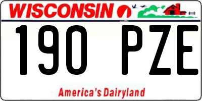 WI license plate 190PZE