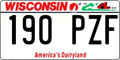 WI license plate 190PZF