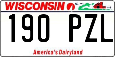 WI license plate 190PZL