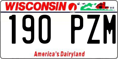 WI license plate 190PZM