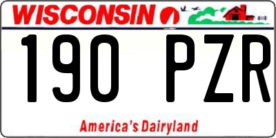 WI license plate 190PZR