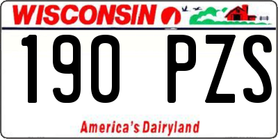 WI license plate 190PZS