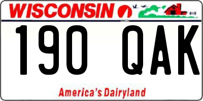 WI license plate 190QAK
