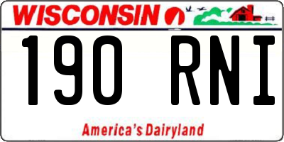 WI license plate 190RNI