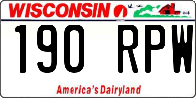 WI license plate 190RPW