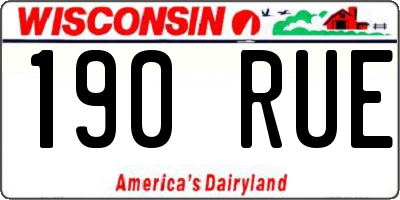WI license plate 190RUE