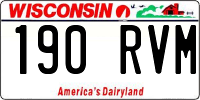 WI license plate 190RVM