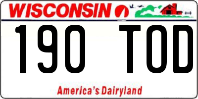WI license plate 190TOD