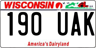 WI license plate 190UAK