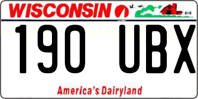 WI license plate 190UBX