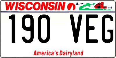 WI license plate 190VEG