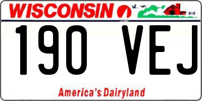WI license plate 190VEJ