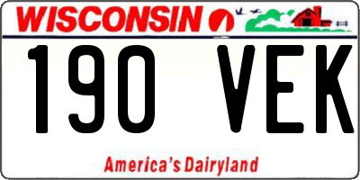 WI license plate 190VEK
