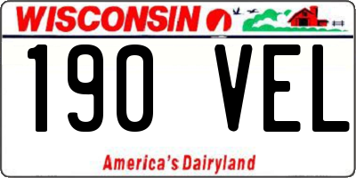 WI license plate 190VEL
